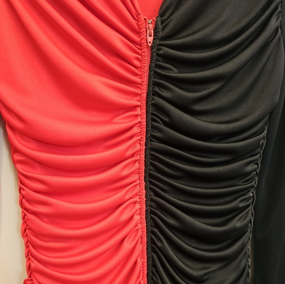 Abby Keni dress, 80s, vintage, asymmetrical,  red and black,  retro, costumes, - Picture 2 of 11